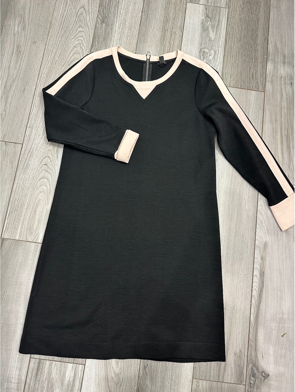 J. Crew Black and Beige Long Sleeve Shift Dress Size 10